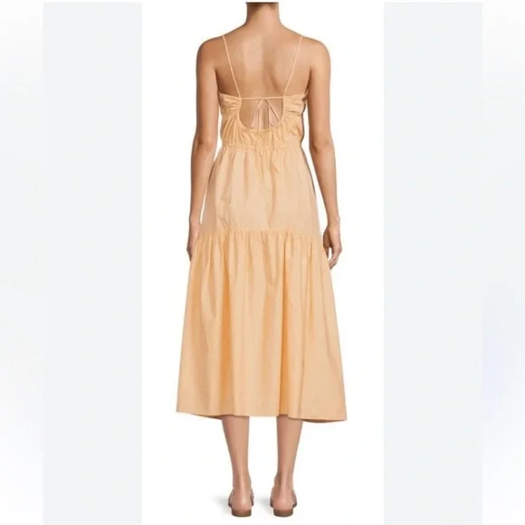 Vince ruched tiered midi dress in peach sz XL - Picture 4 of 12